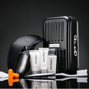 New EvaAir Salvatore Ferragamo Royal Laurel Business Class Amenity Kit Hard Case